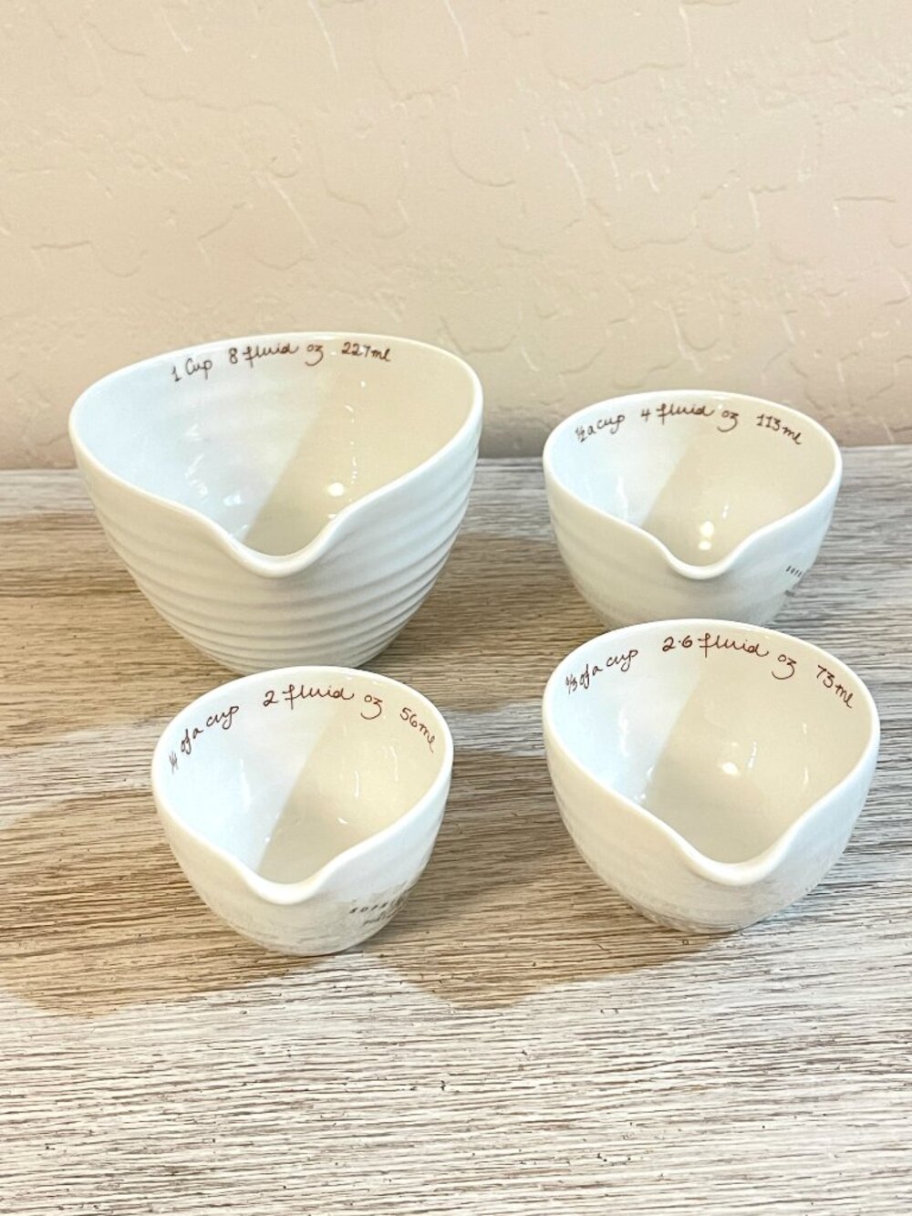 New Sophie Conran Portmeirion Nesting Measuring Cups Ceramic White Set of 4